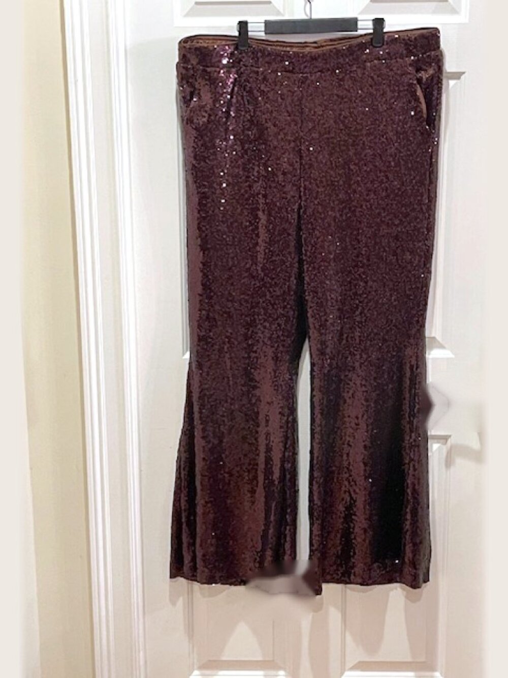 Eloquii Sequin Flare Pants High Rise Chicory Coffee Brown Holiday Plus Size 20